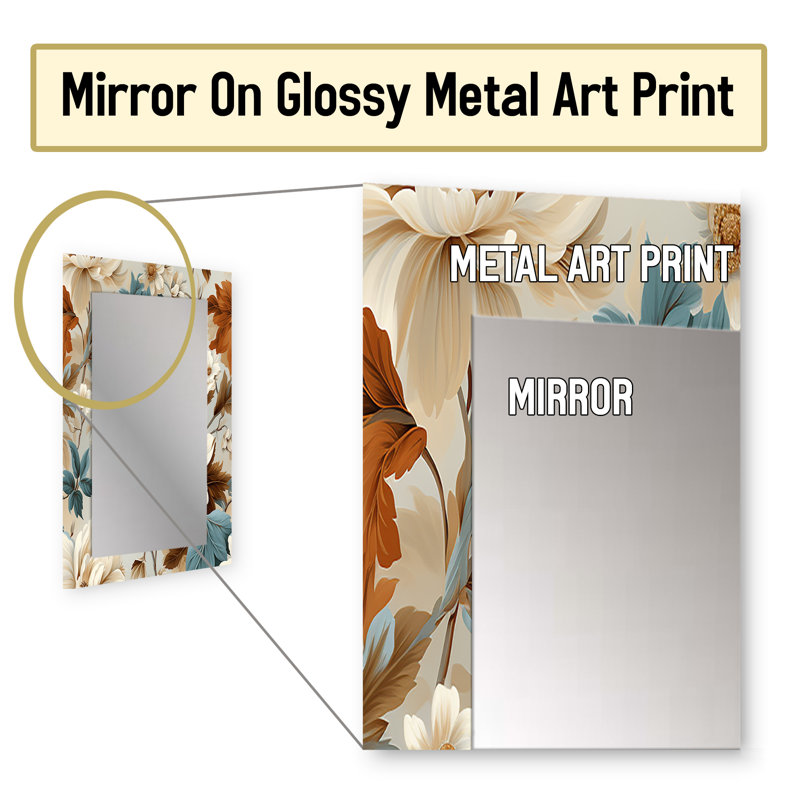 Amberly Vintage Florals - miroir de plantes, botanique, nature, floral, miroir mural unique, 32 po x 24 po