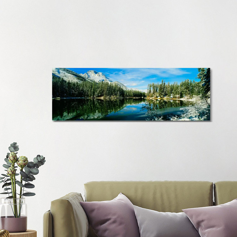 Winter Reflection, Yellowstone National Park, Wyoming, USA 1 Piece Wrapped Canvas Panoramic Wall Art