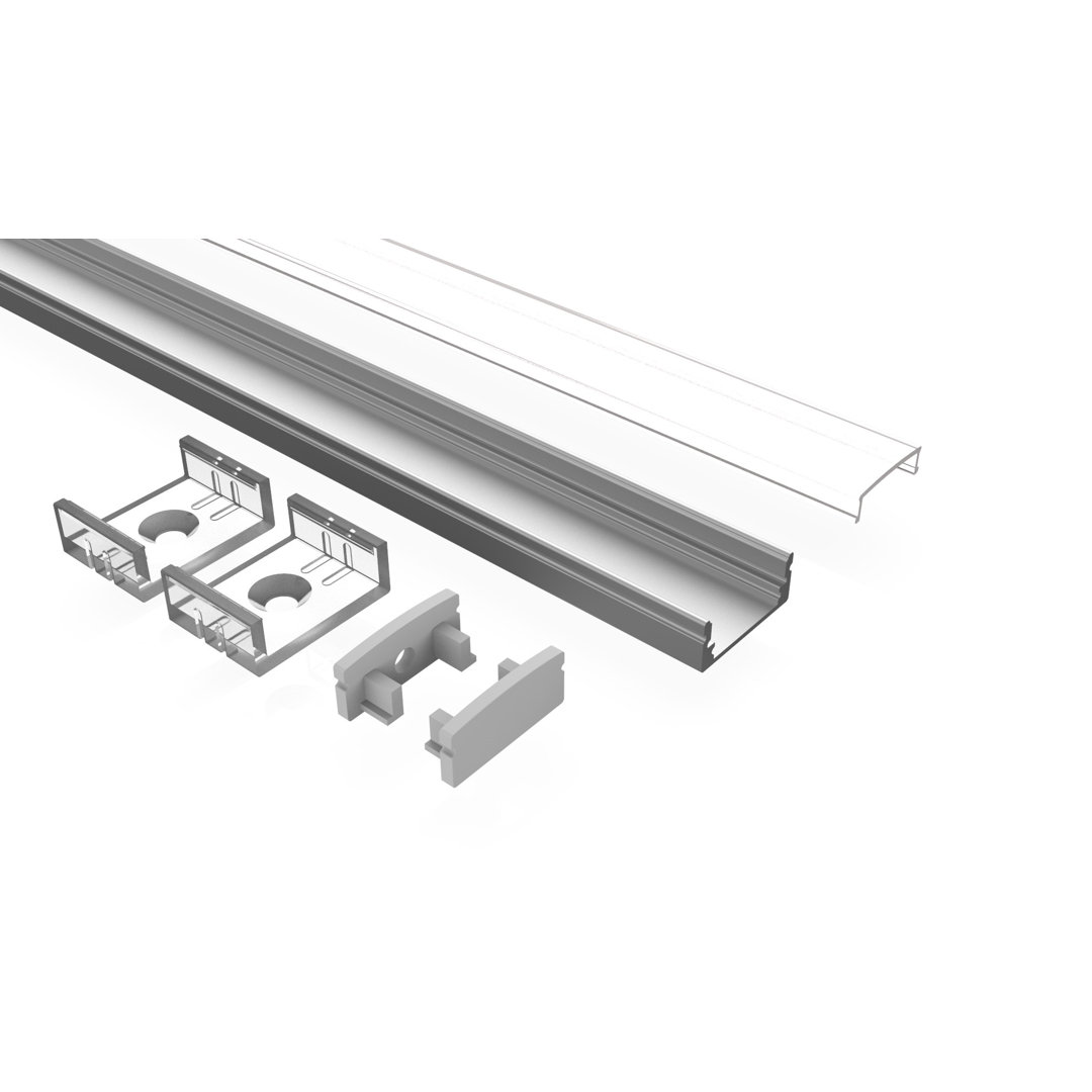 ClearAmbient LED Aluminiumprofil 2M AF Für 12Mm Streifenbreite Abdeckung Transparent
