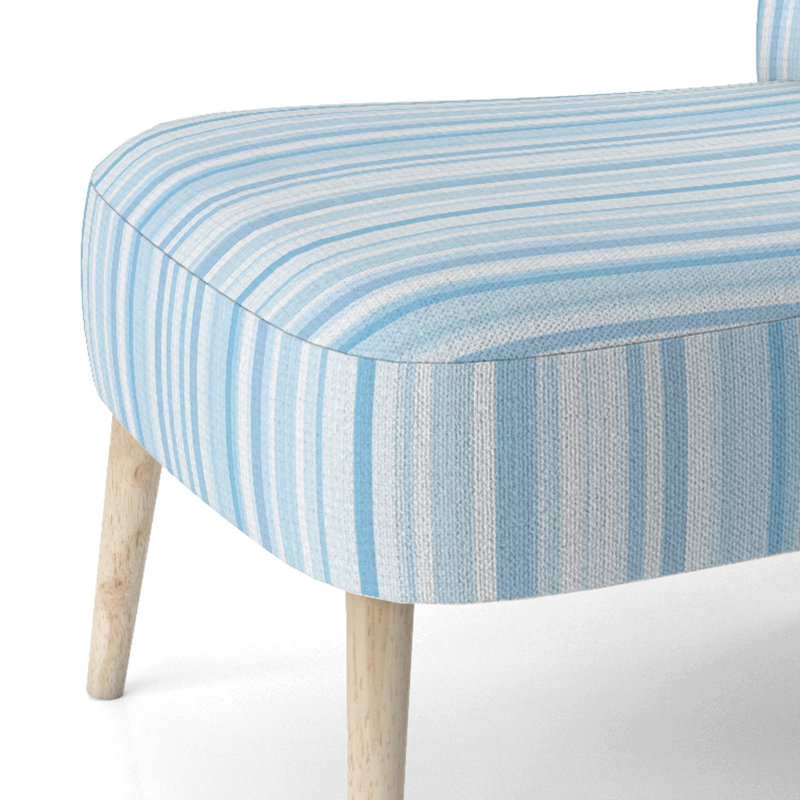 Chaise rembourrée rayée - lignes bleues et blanches Glacier, Chaise d'appoint sans accoudoirs