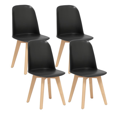  Ensemble de 4 chaises de cuisine modernes sans accoudoirs, capacité de charge de 330 lb, noir