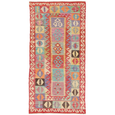 Rectangle 103 cm x 203 cm Geometric Hand Woven Kilim