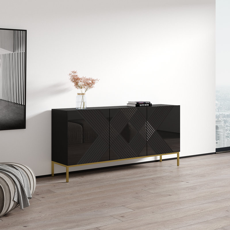 Wimbled 63" Sideboard with High Gloss Finish, Black