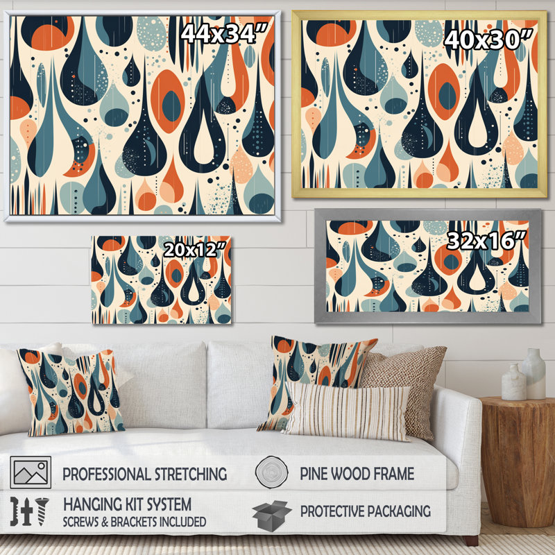 «Orange Orange Midcentury Balance II», reproduction sur toile, Toile tendue, H 12 po x l 20 po x P 1 po