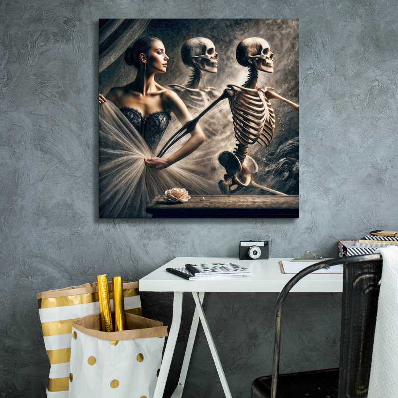  «Macabre Dance» par Rey Klimt, art mural sur toile, 37 po x 37 po, H 26 po x l 26 po x P 1,5 po