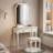 Pereda 35.43 Inch Wide Makeup Vanity With Mirror And Stool, 1 Drawer, Padded Stool, Beige