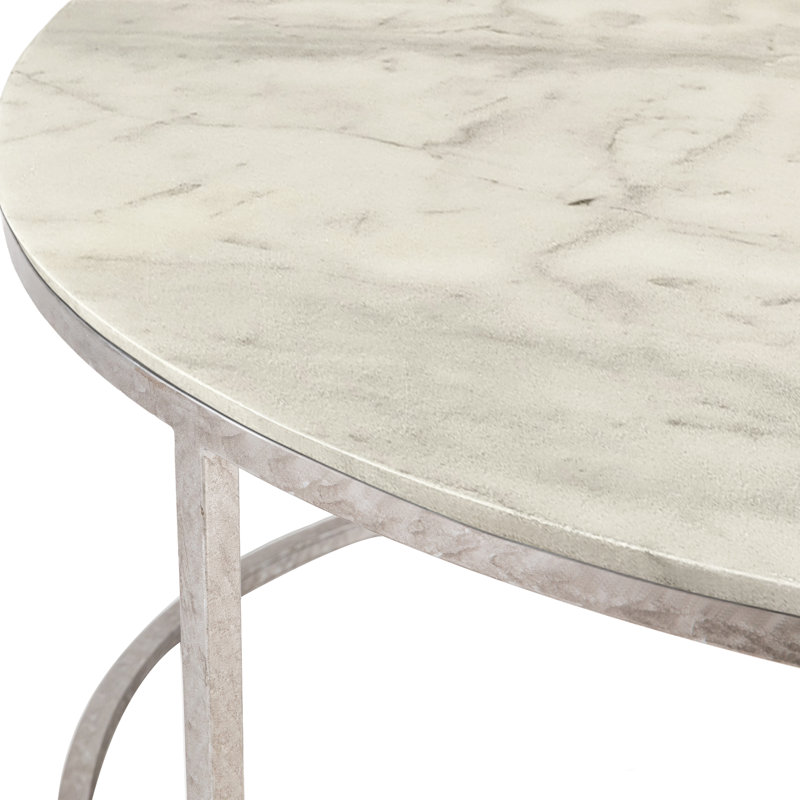 Paris Frame 1 Coffee Table, Carrera Marble, Royal Silver