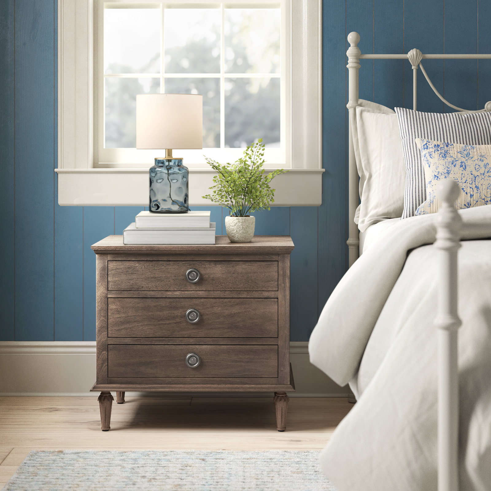 Hubbard 3 - Drawer Nightstand, Ash Brown