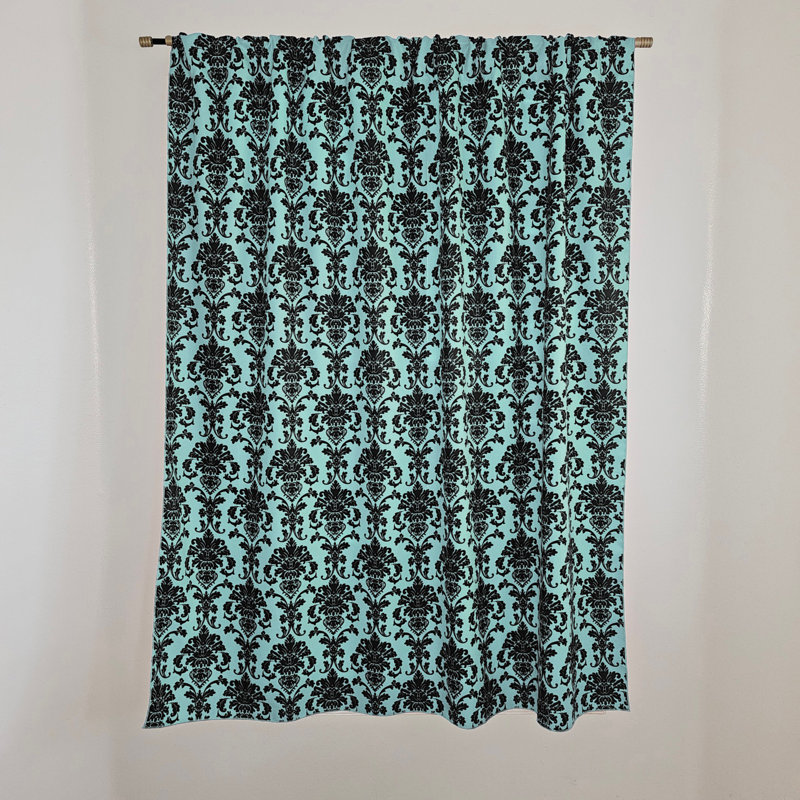 Rideau de fenêtre en popeline de polyester à imprimé damassé de 58 pouces de large, L 58 po x L 63 po, Turquoise