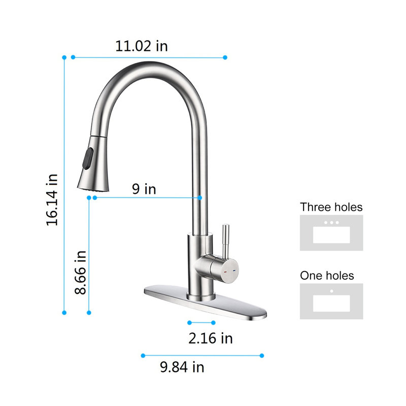 Modern Stainless Steel Kitchen Faucet With Pull Out Spray Option, Brushed Nickel Finish, Simple Installation Tips Spray, Shade, Guide