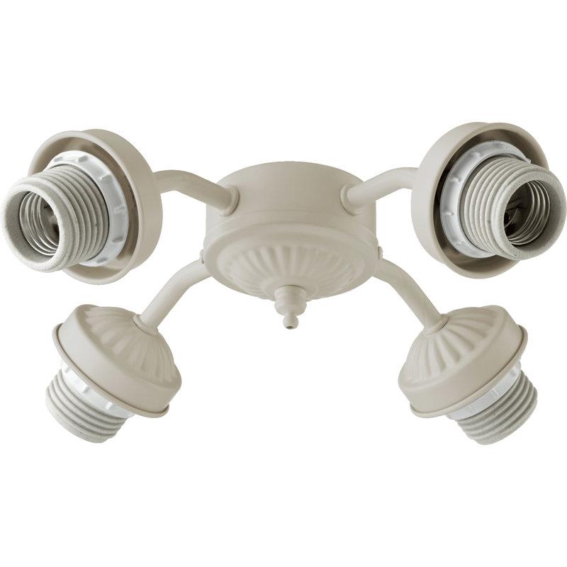 Ventilateur de plafond 4 lumières, Fluorescent, Blanc antique