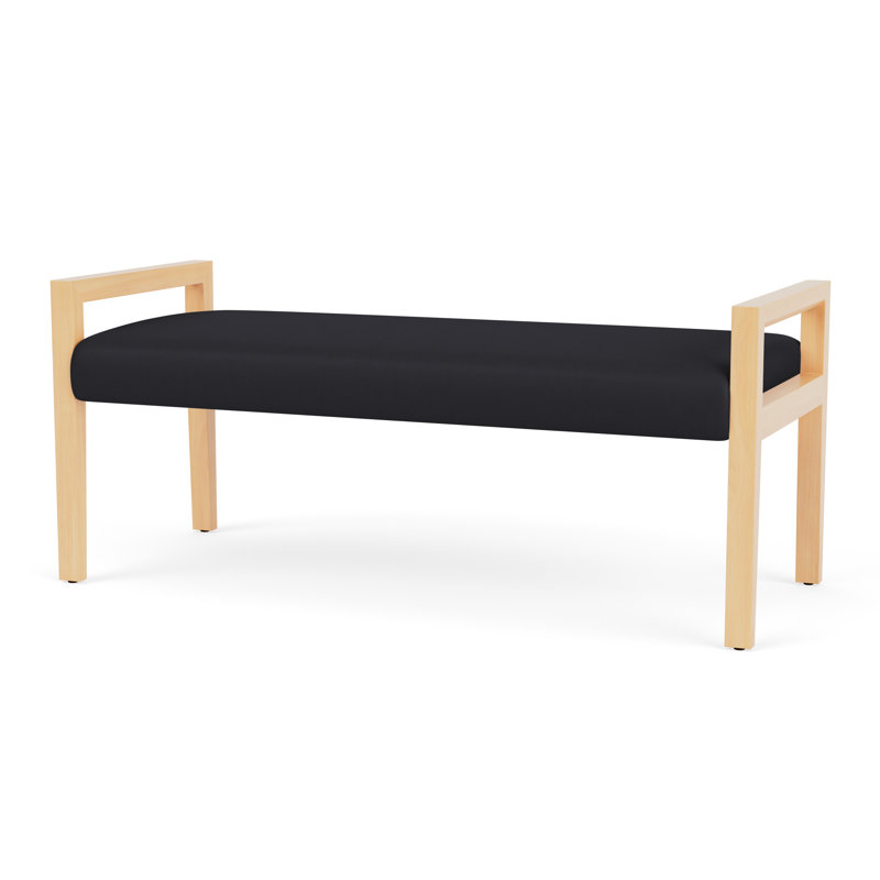 Banc en bois 2 places Brooklyn, Ciel de minuit Adler - tissu de designer, Moka