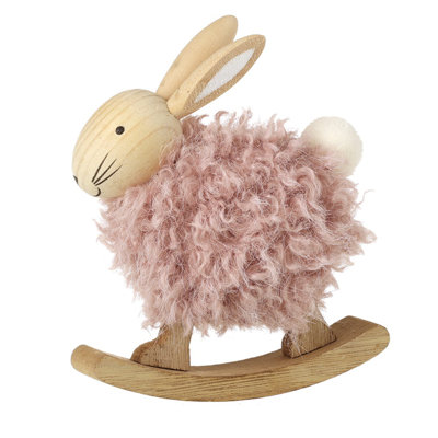 Pink Fluffy Rocking Bunny Ornament