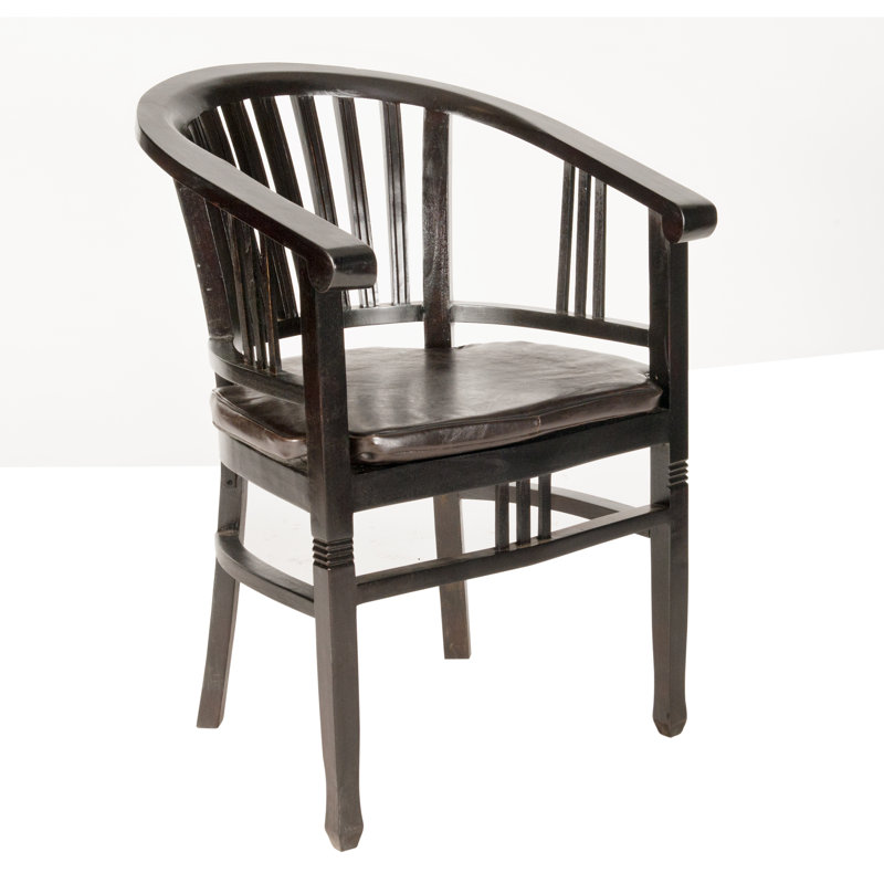 Odling 47cm H Solid Wood Slat Back Armchair, Dark Brown