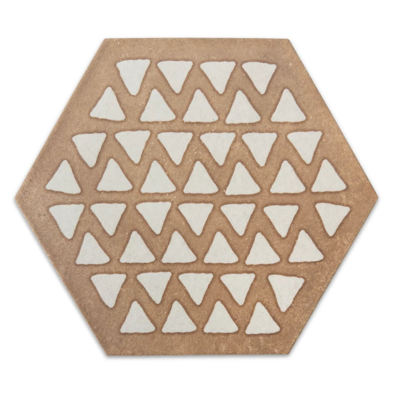 Geoclay Stoneware Hexagon Tile 8.5X10”, Orange