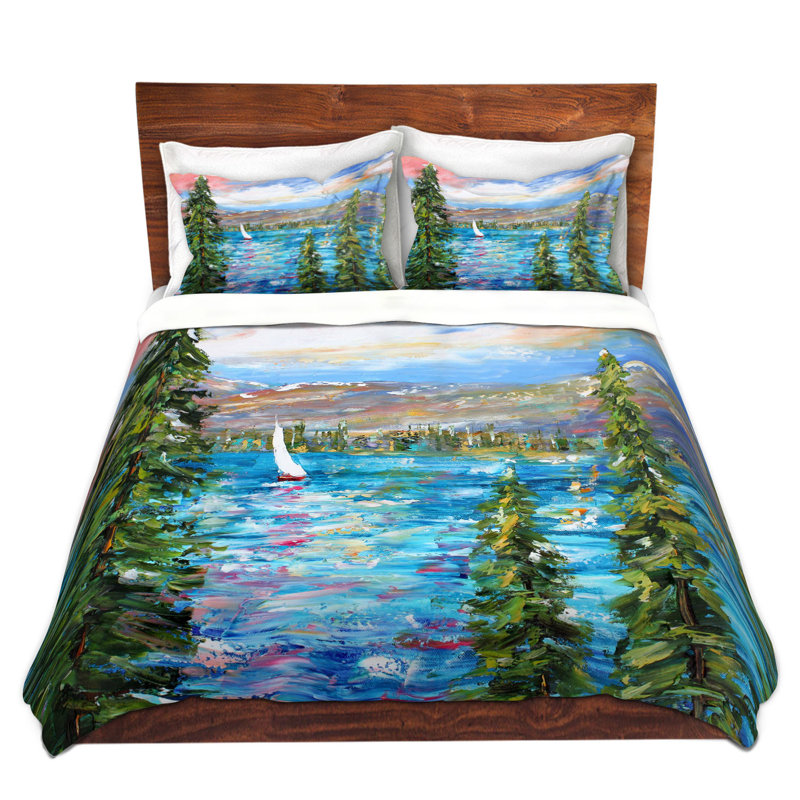Ensemble de housse de couette en microfibre DiaNoche par Karen Tarlton - Lake Tahoe Sunset