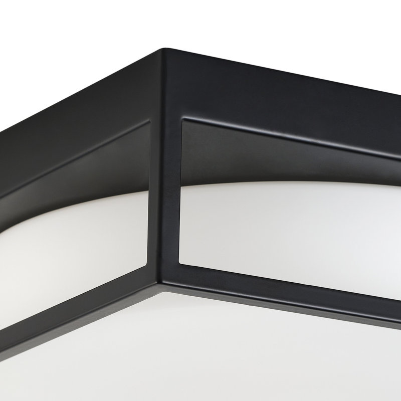 2-Lamp Square Milk Glass Adjustable Ceiling Light, Matte Black