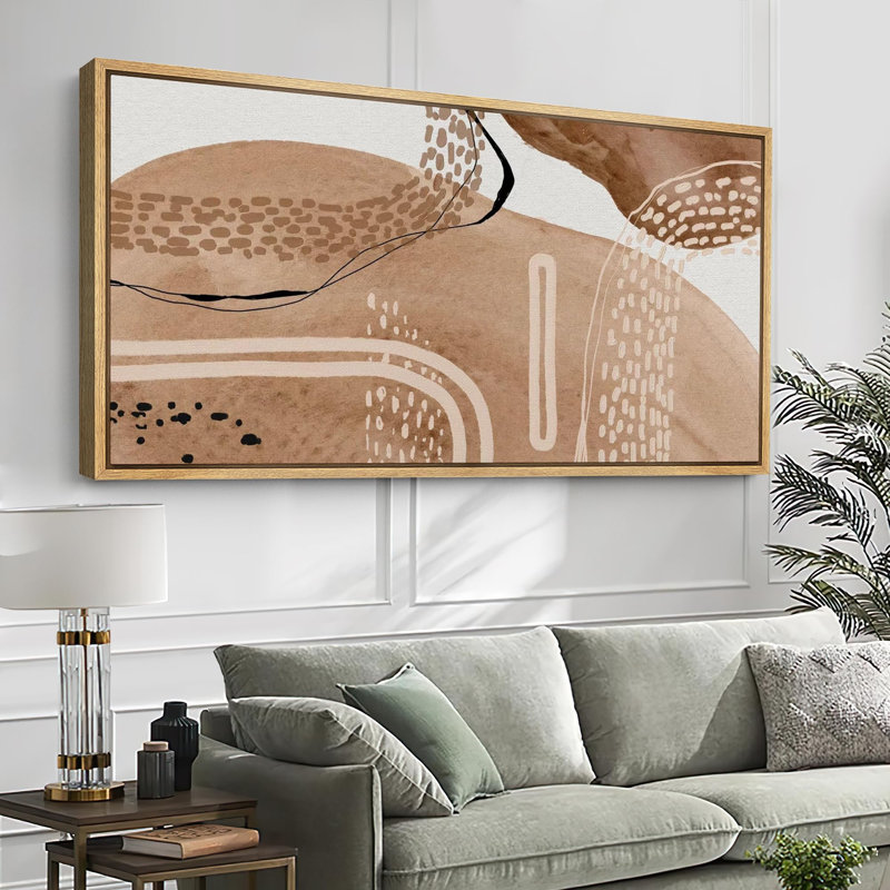 Earthy Contours, impression géométrique encadrée sur toile, H 30 po x l 60 po, Naturel