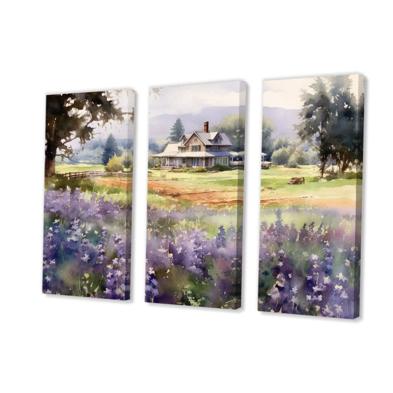 " Calming Lavender Hues IV " 3 - Pieces, 28" H x 36" W x 1" D