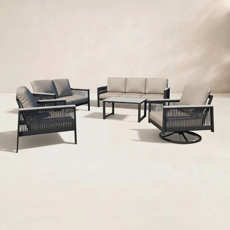 Townsend 7 - Person Patio Conversation Set with Sunbrella® Cushions, Cast Silver Sunbrella®