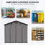 Remise de rangement extérieure en plastique 8 po x 14 pi - Remise à outils verrouillable en résine avec 2 fenêtres et 3 bouches d'aération, gris foncé
