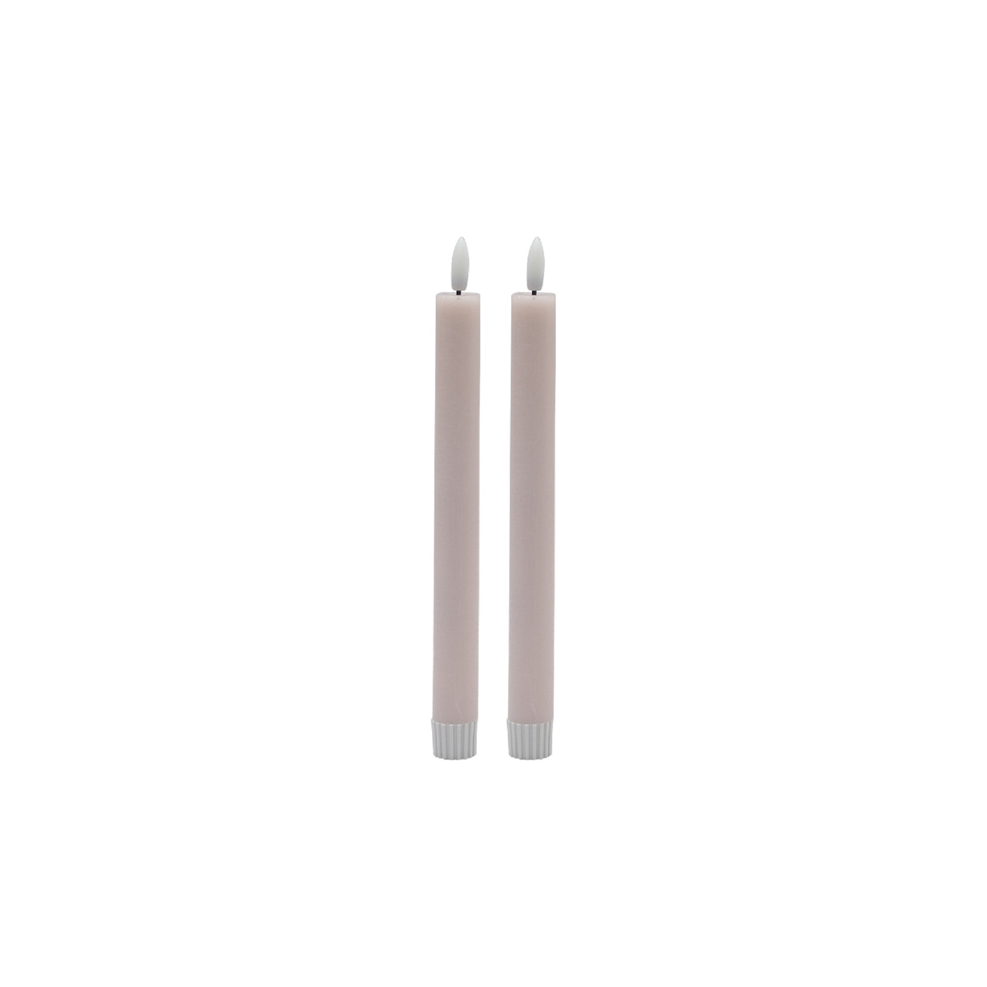 2 Pc Med Flameless Taper Candle, Pink