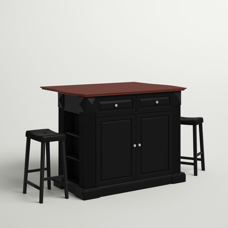 Diamondback Wood Kitchen Island, Black