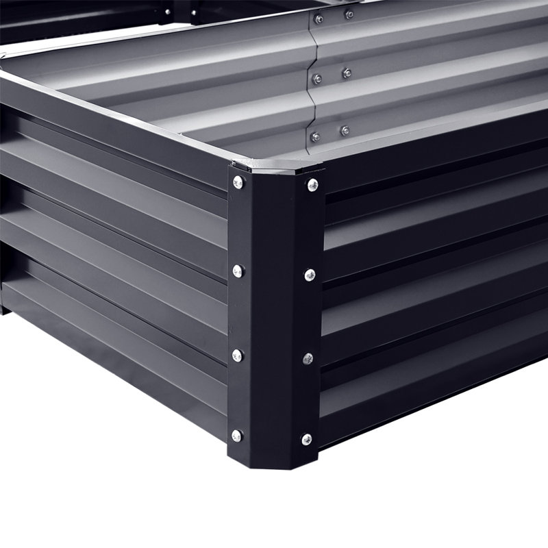 Rectangular Metal Raised Garden Bed, 56cm H x 320cm W x 80cm D, Silver