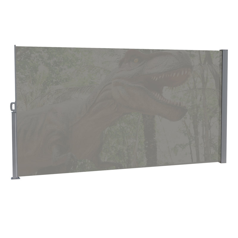 Auvent rétractable latéral 71 po x 138 po, écran Upf50 + avec impression, gris, eau, pouvant être installé sur le béton et le sol, créant un espace extérieur privé de 71 po de hauteur et 138 po de profondeur, maille grise Upf50 +,
