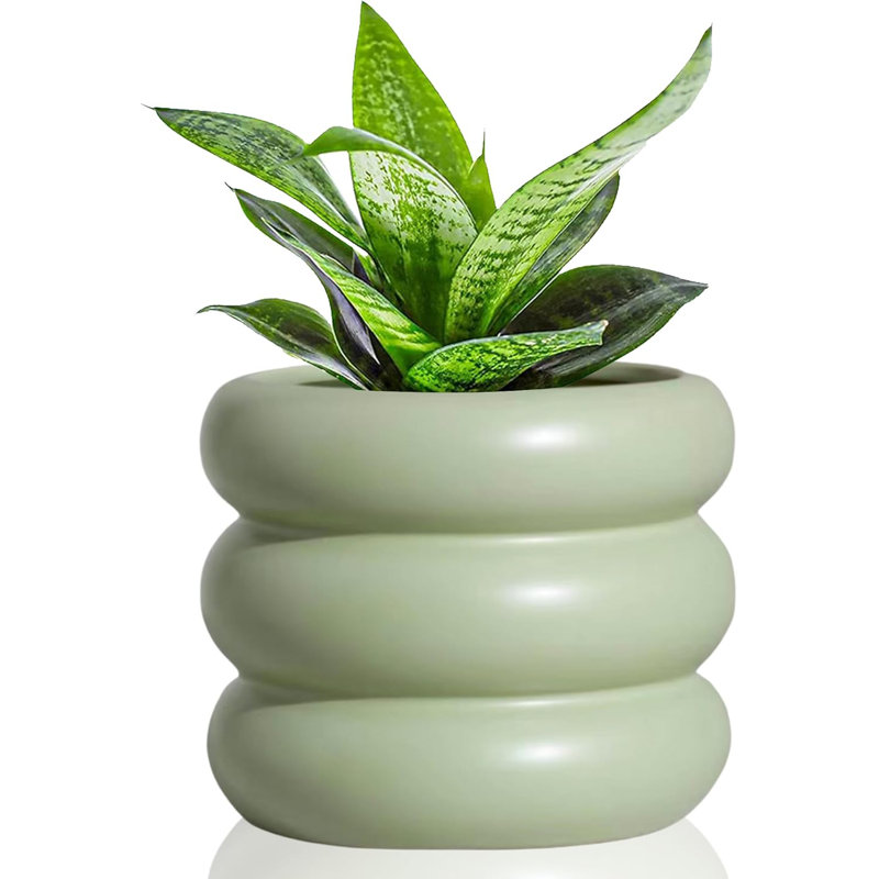 4.7" Green Ceramic Glaze Planter