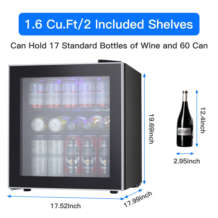 Antarctic Star 12 Bottle 48 Can Wine Cooler/Cabinet Beverage Refrigerator  Mini Fridge Low Noise Clear Glass Door Counter Top Cellar for Beer Soda Bar