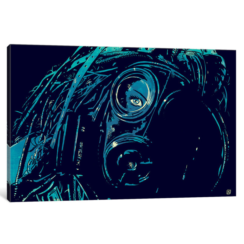 « cyberpunk » par giuseppe cristiano, peinture sur toile tendue, H 12 po x l 18 po x P 1,5 po