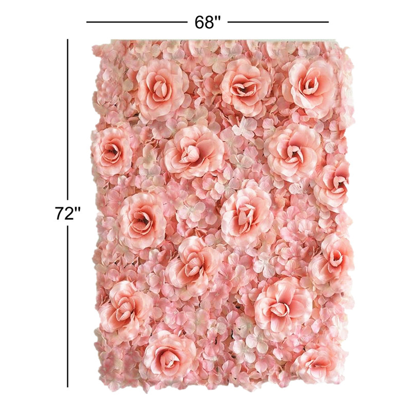 Panneau mural 3D rose en soie et hortensia protégé contre les rayons UV, Pêche