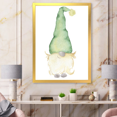 «Cute Christmas Gnome in Green Hat», reproduction sur toile