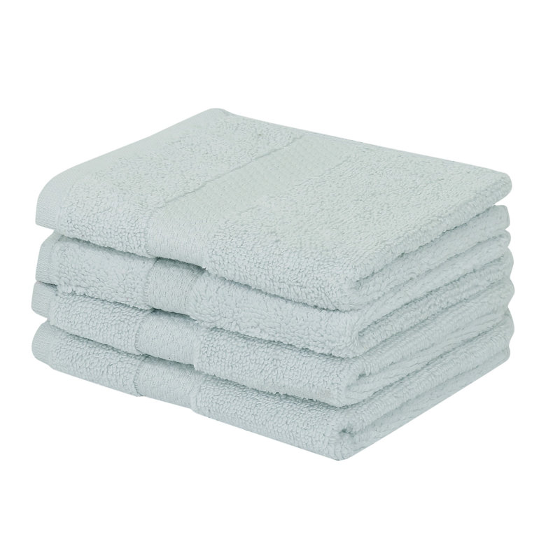 Splash 100% Cotton Zero Twist Washcloth Set, 550 GSM Soft Absorbent Cotton Washcloths & Face Towels for Bathroom, Spa & Daily Use, OEKO-TEX Certified, 4 Pack, Blue