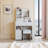 29 Inch Compact Vanity Desk with LED Mirror, Space-Saving Dressing Table & Stool Set-875155293