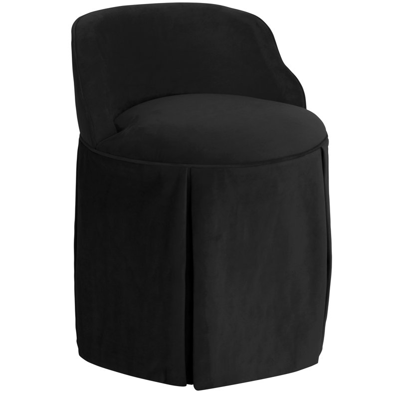 Fauteuil demi-tonneau rembourré Viveros, Velours performance noir classique
