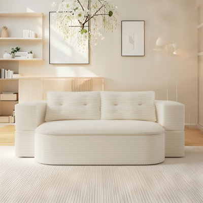 78.7" Convertible Folding Sofa Bed With Multi Functional Blanket And 2 Soft Pillows,Modern Corduroy Convertible Sleeper Sofa Bed With Deep Seat For Living Room, Apartment,