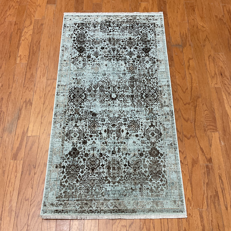 Bungalow Rose Turkish Modern Erased Design Wool & Silk Rug