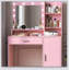 Bureau de coiffeuse avec miroir et lumière, commode de rangement à trois niveaux avec grand tiroir, 3 modes d'éclairage à luminosité réglable, coiffeuse de chambre à coucher
