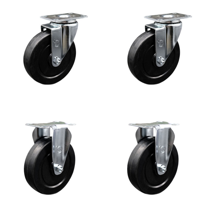 4 Piece Soft Rubber Wheel Caster Set