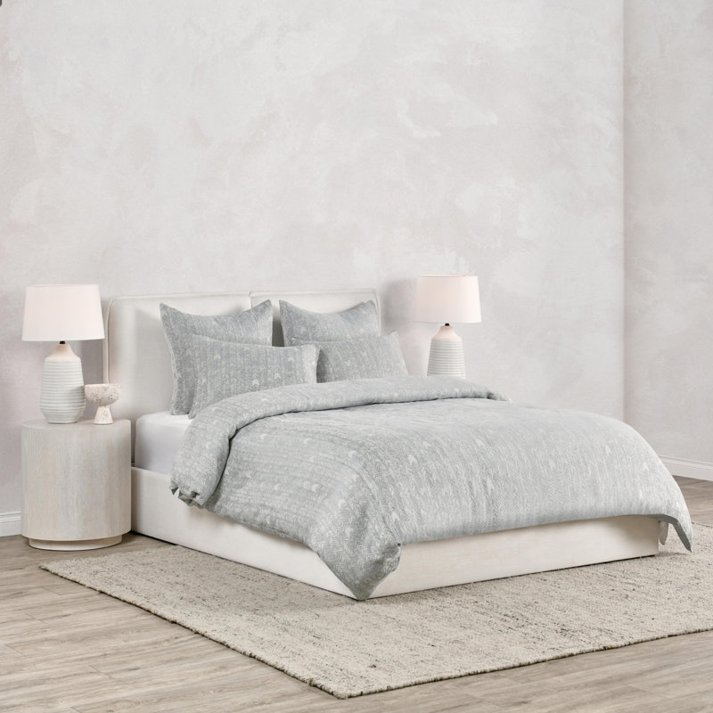 Ensemble de couette 3 pièces en lin mélangé français, King Comforter + 2 Shams
