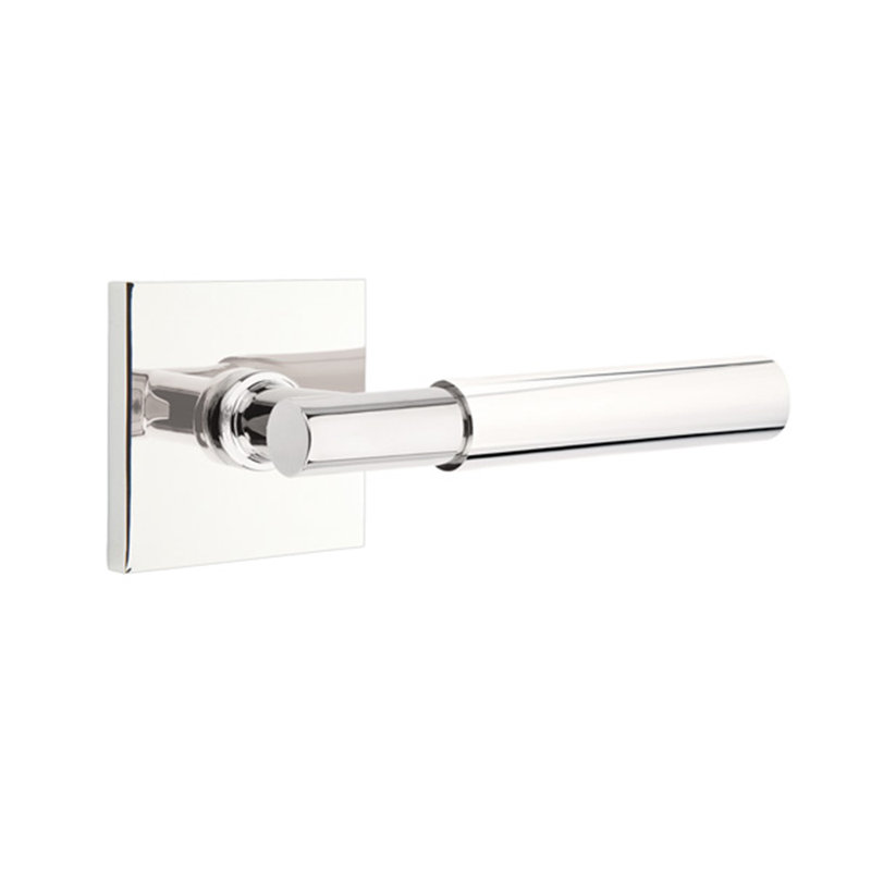Myles Flat Passage (Hall & Closet) Door Lever with Square Rosette, Bright Chrome, Right