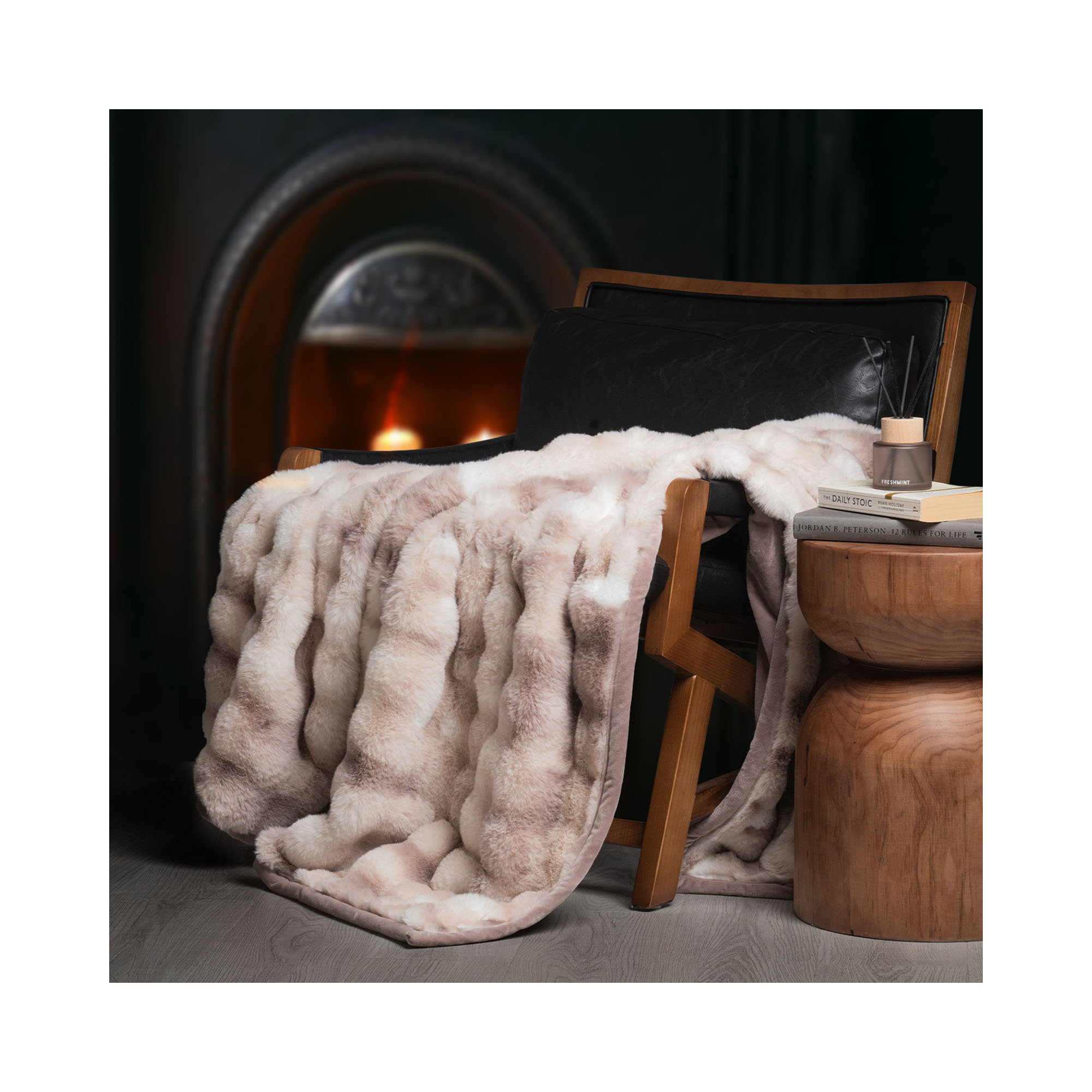 Ridgeline Faux Fur Throw Blanket, Mauve Purple Ombre, 80" L x 60" W
