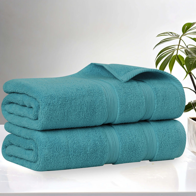 Smart Dry Zero Twist Cotton Medium Weight Bath Sheets Set of 2, Turquoise