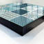 Key box, Opens to the right, 30x30x5, White, Turquoise mosaics with geometric patterns, 