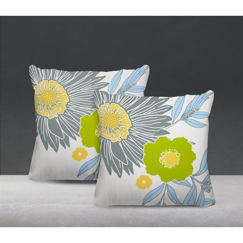 Housse et insert de coussin décoratif intérieur / extérieur en mélange de polyester, L 17 po x H 17 po, Gris