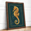 Golden Seahorse Art Deco - Framed Print-640262803-640262804