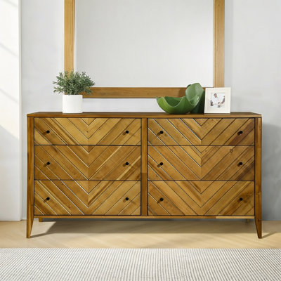 Commode double en bois massif à 6 tiroirs Northborough