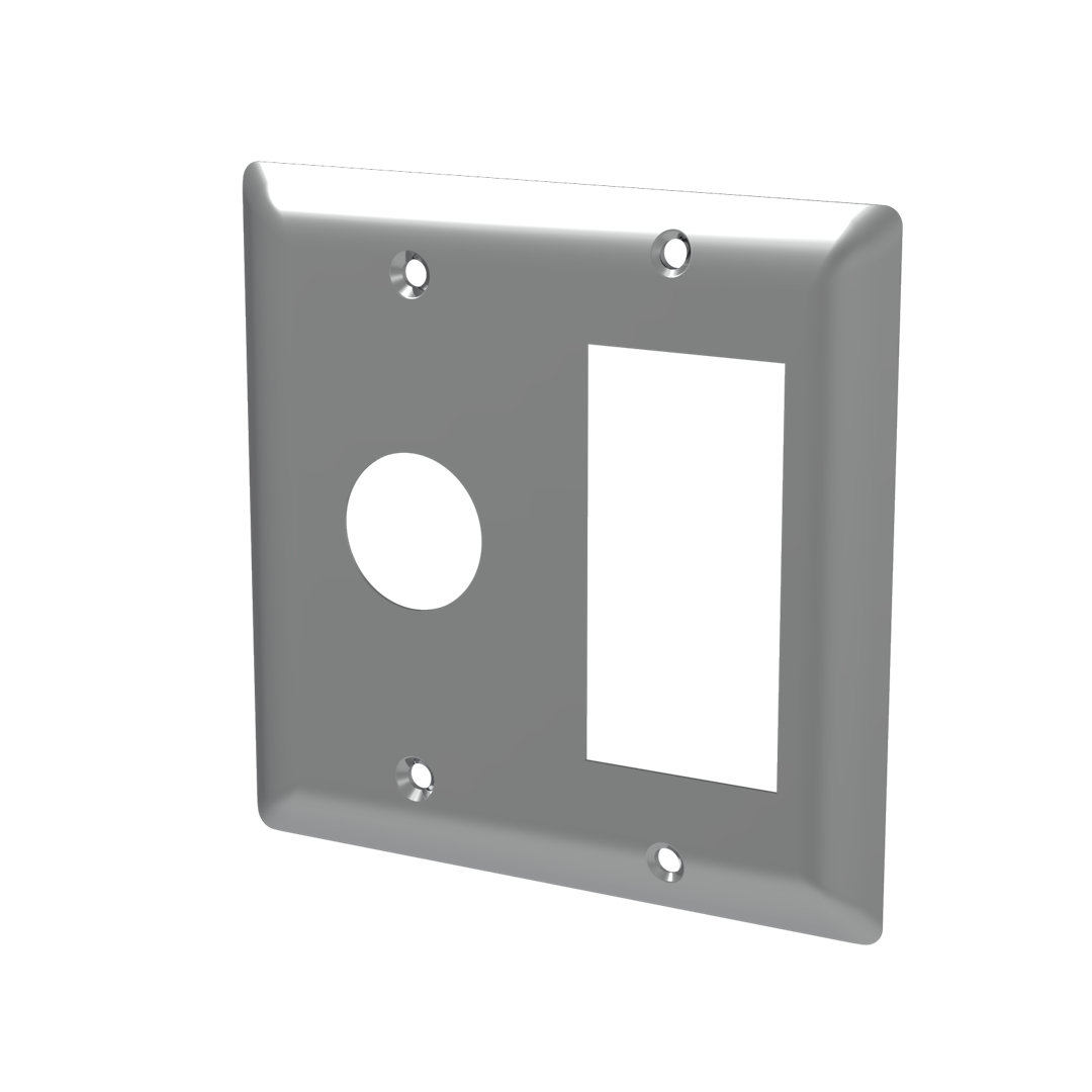Jeeves 2-Gang Single Outlet / Rocker Combination Wall Plate Amba 